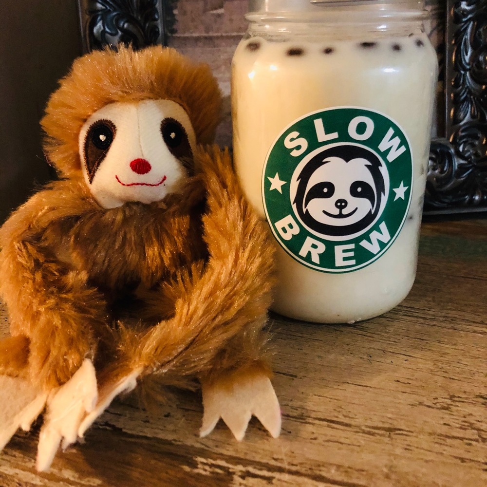 Handmade soy wax candle with sloth set